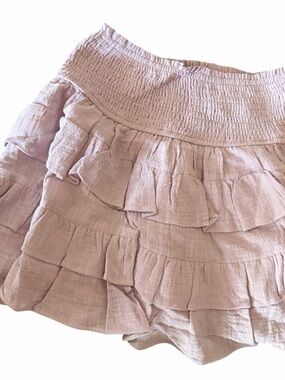 Olivaceous Smocked Tiered Mini Dress (Size M)